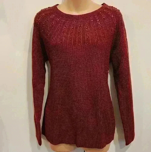 NWT SOHO Jeans New York & Co. NY&C Long Sleeve Embellished Sweater Size M $60 - Picture 1 of 8